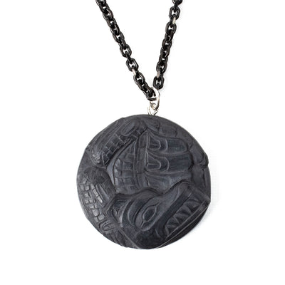 Argillite Wasco (wolf and orca supernatural being) Pendant hand carved from natural stone