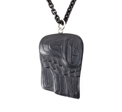 Argillite Angel wing pendant hand carved by Canadian Artist Melanie Russ
