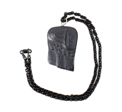 Argillite Angel wing pendant hand carved by Canadian Artist Melanie Russ