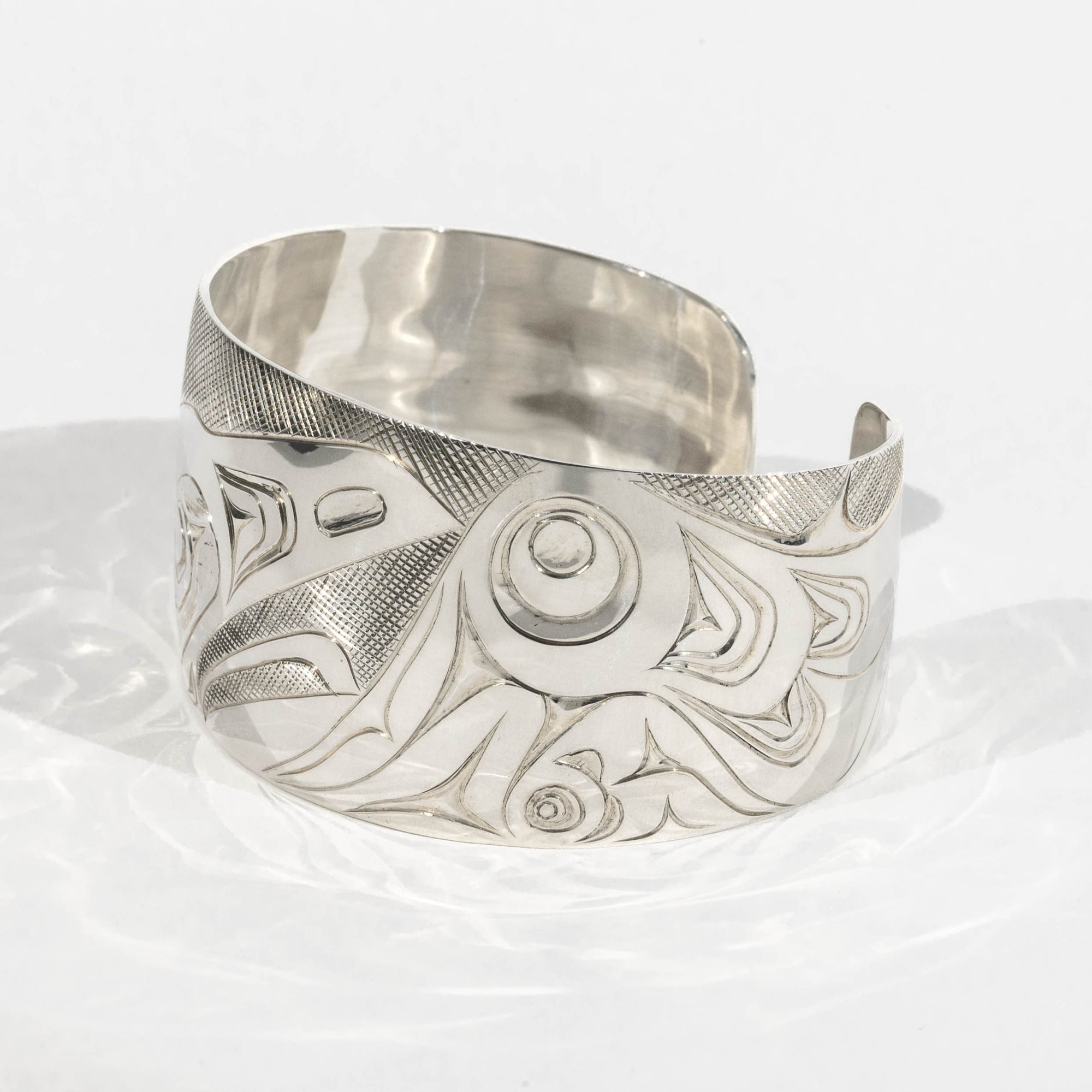 Sterling Silver Raven Bracelet by James Sawyer (Haida)