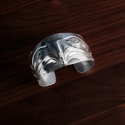 Sterling Silver Eagle & Salmon Bracelet by Jesse Brillon (Haida)