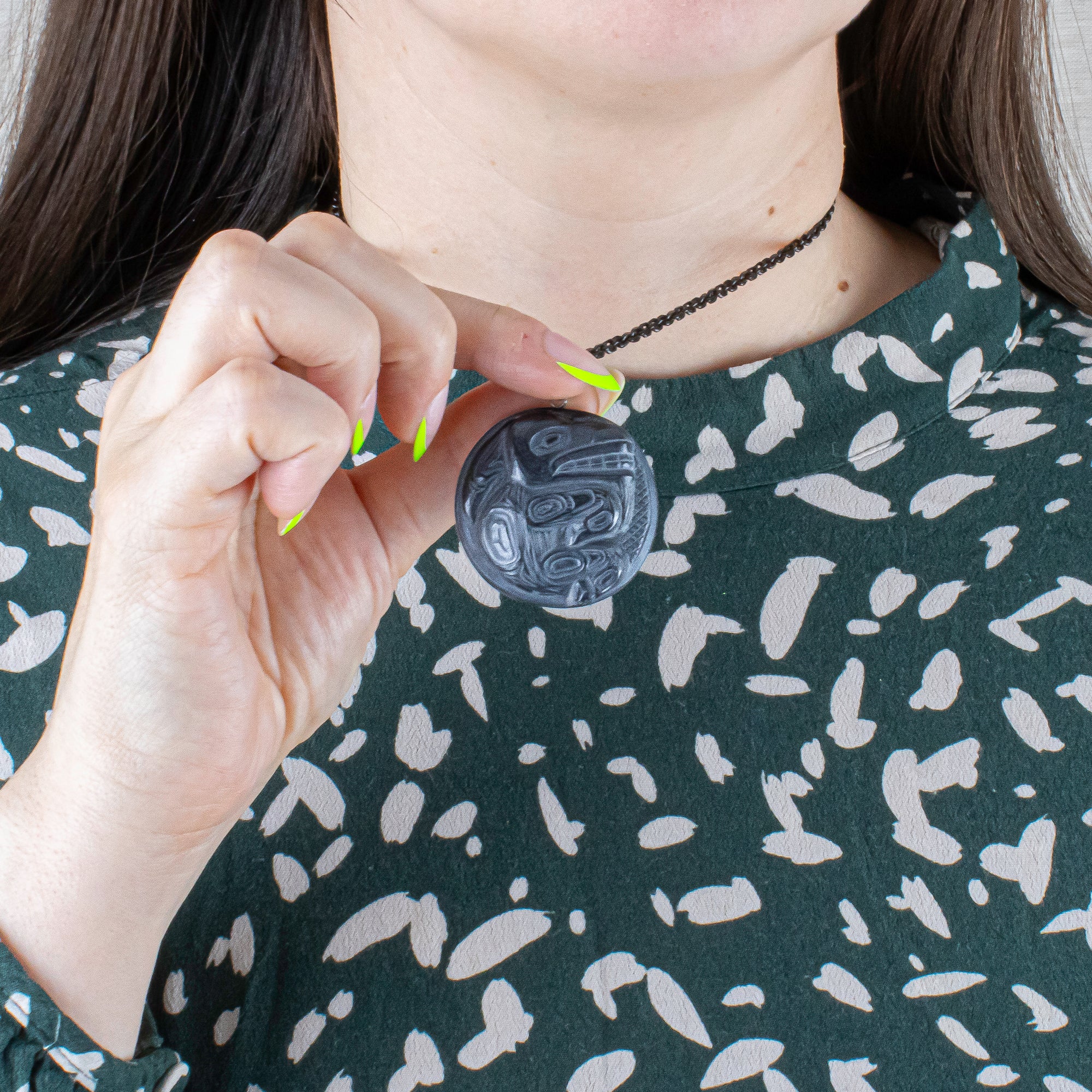 Argillite Mountain Goat Pendant hand carved from natural stone