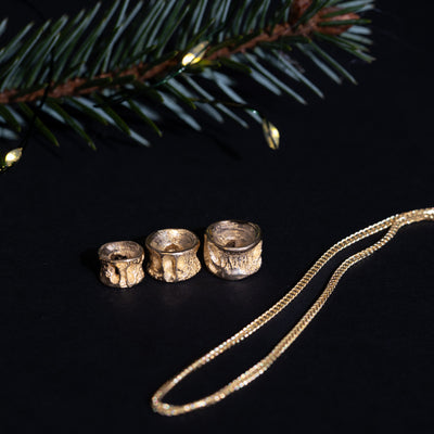 10K Gold Salmon Bone Vertebrae Pendant | By Morgan Asoyuf (Ts'msyen)