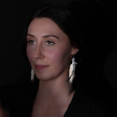 Ermine Earrings by Morgan Asoyuf (Ts'ymsen)