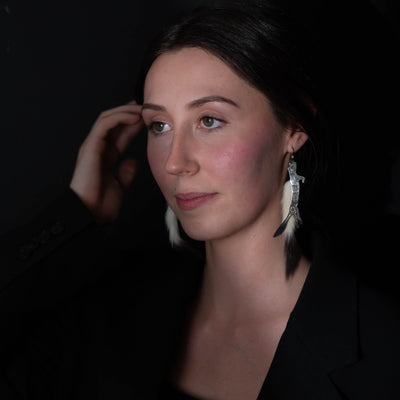 Ermine Earrings by Morgan Asoyuf (Ts'ymsen)