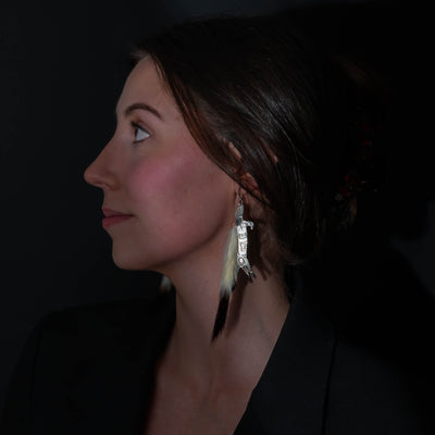 Ermine Earrings by Morgan Asoyuf (Ts'ymsen)