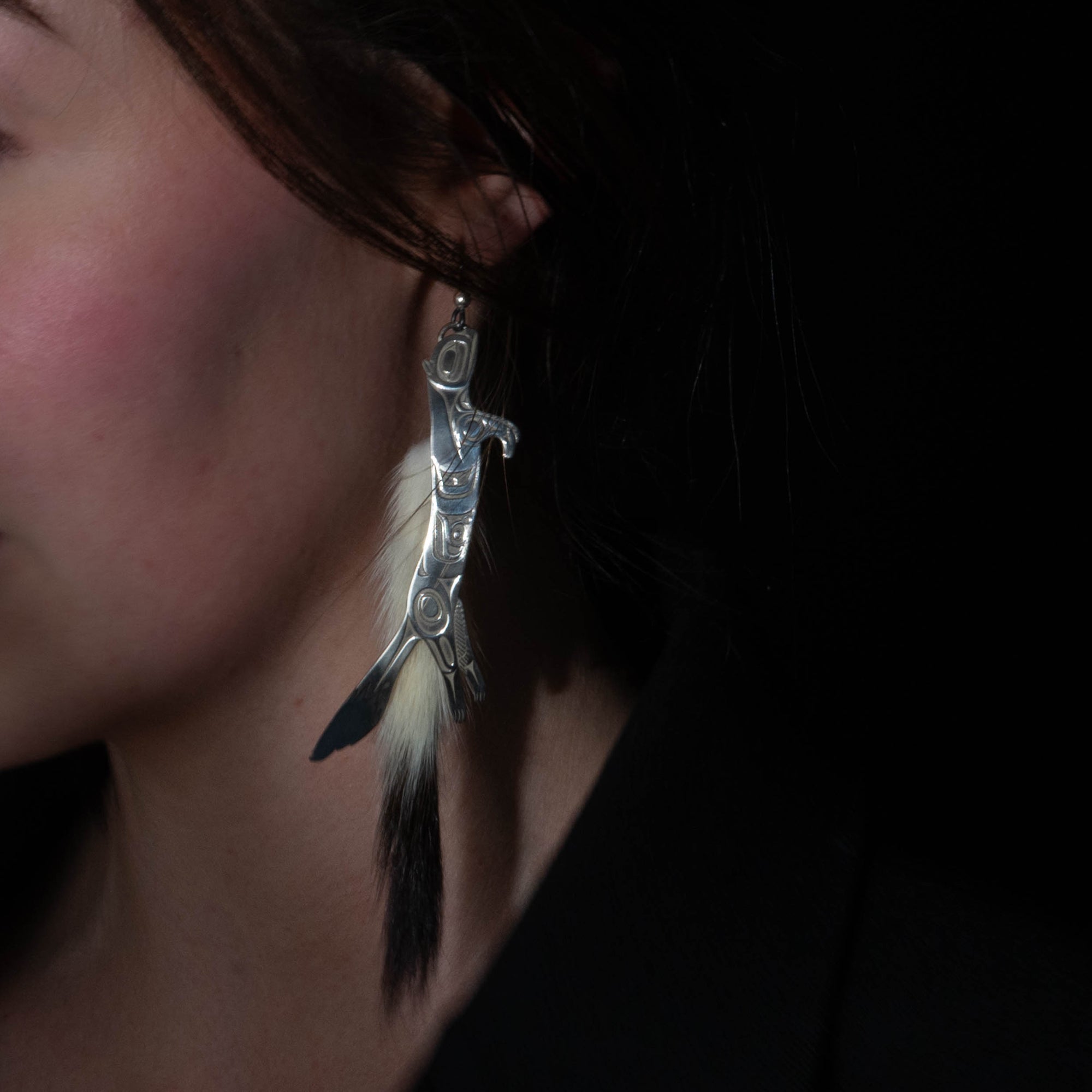 Ermine Earrings by Morgan Asoyuf (Ts'ymsen)