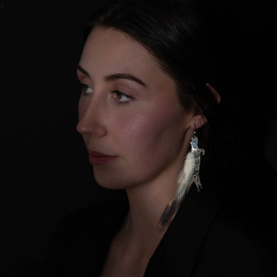 Ermine Earrings by Morgan Asoyuf (Ts'ymsen)