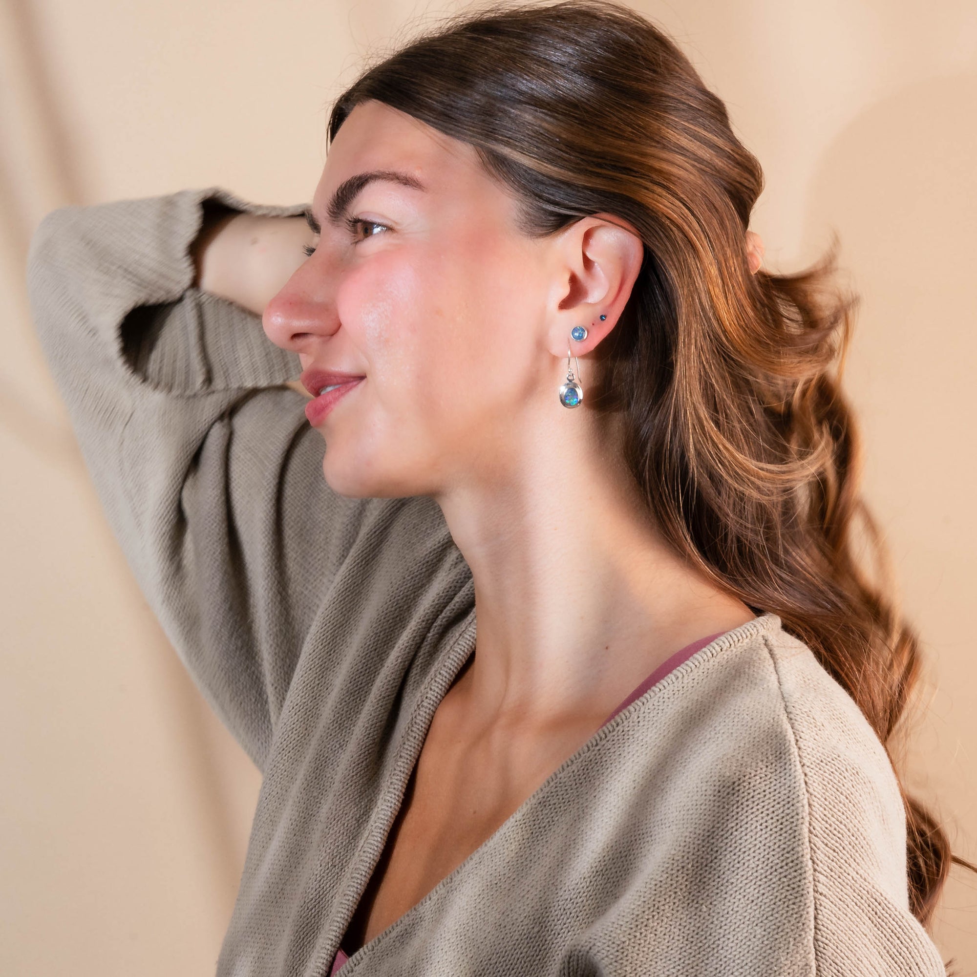 Blue Opal Dangle Earrings