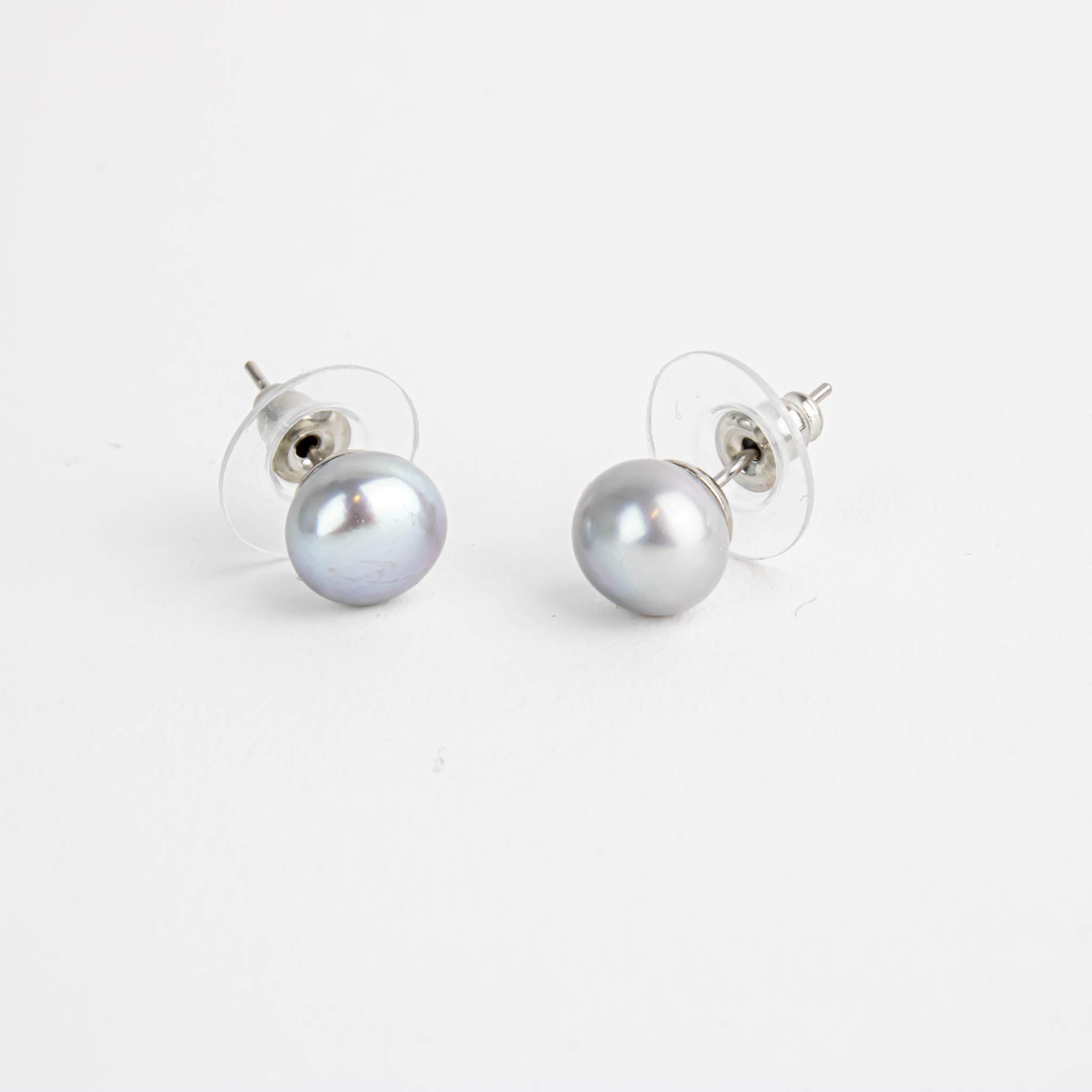 Blue Genuine Freshwater Pearl Stud Earrings 