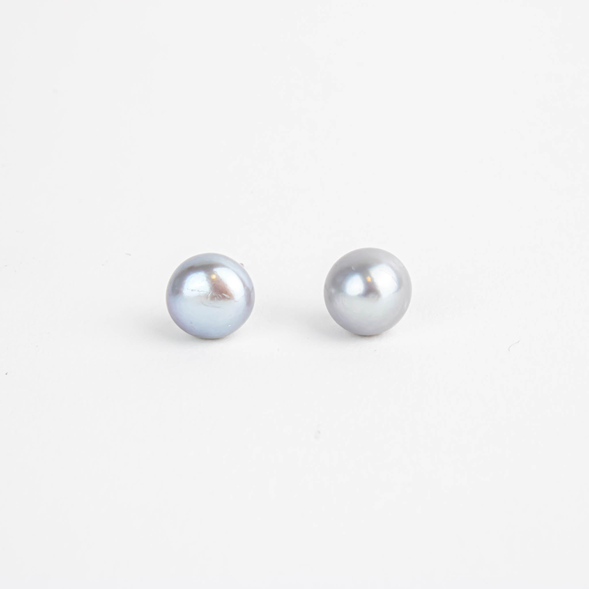 Blue Genuine Freshwater Pearl Stud Earrings 