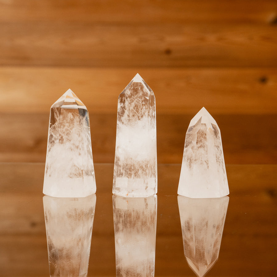Quartz Crystal Polished Points with Phantoms