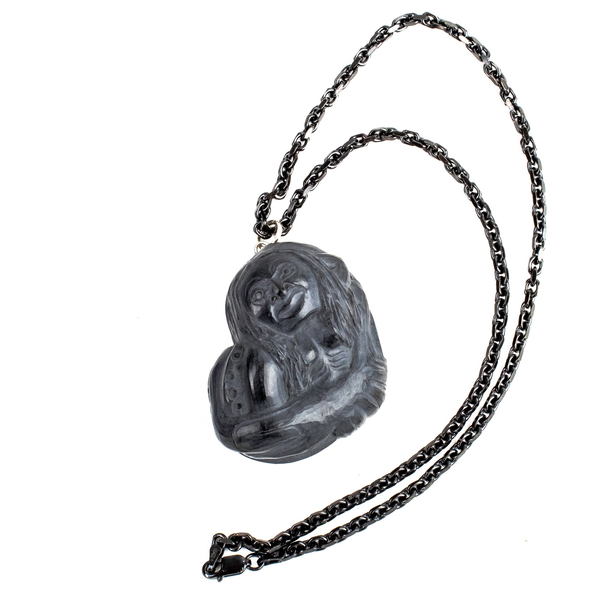 Octopus Women Argillite Pendant made by Canadian artist, With a Black Chain