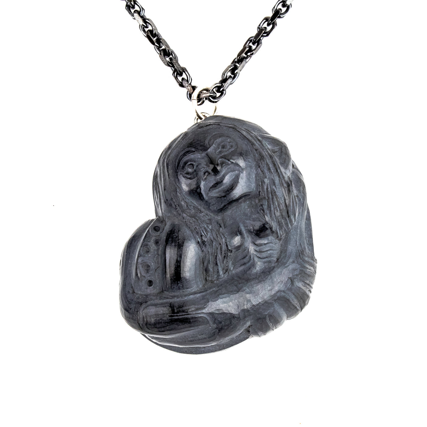 Argillite Octopus Woman Pendant by Melanie Russ (Haida)