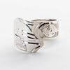 Hand engraved sterling silver wrap ring by indigenous artist Meaghan McRae Made in Canada front view