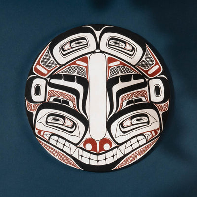 Close-up of Shoshannah Greene round Sea Grizzly painting