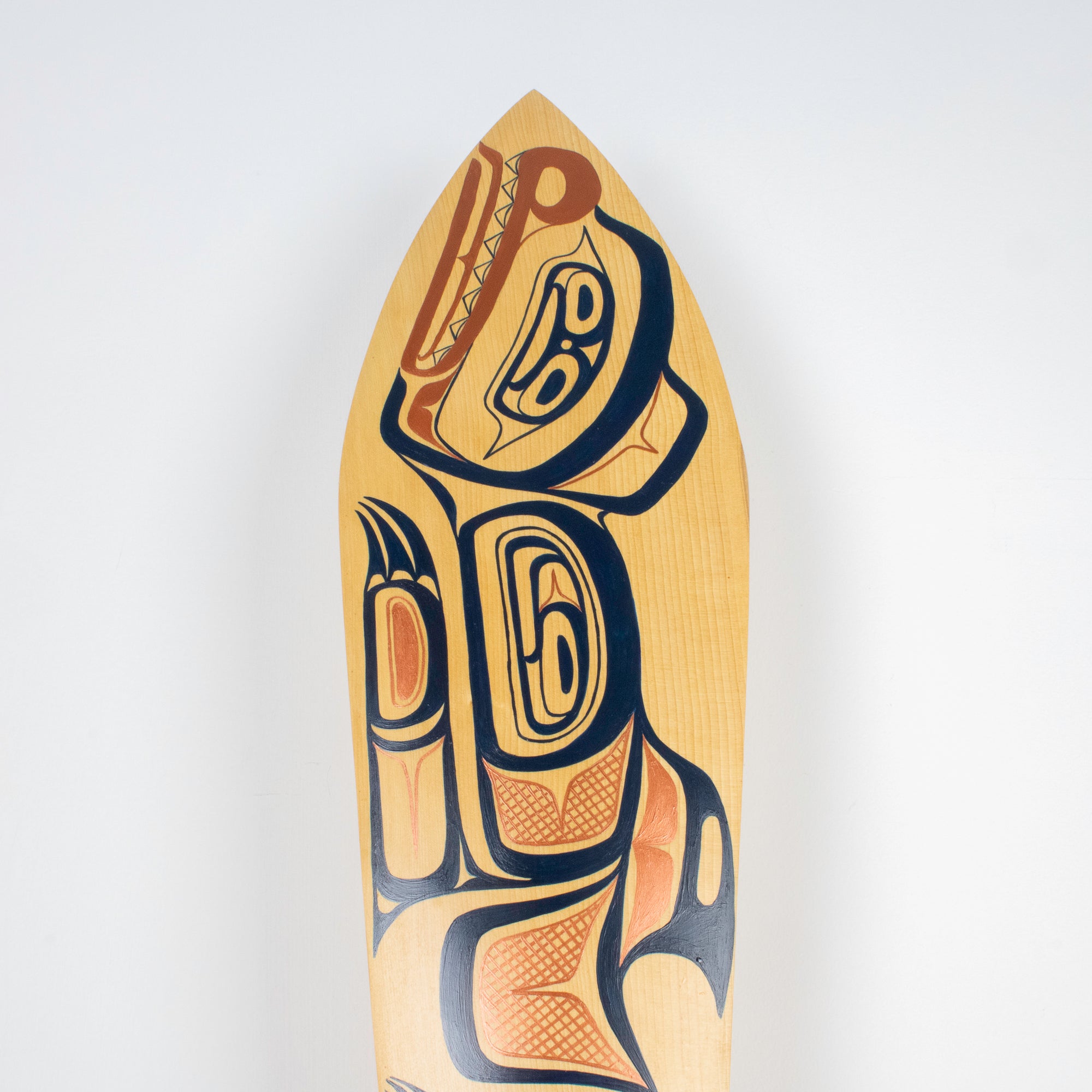 Hand painted Sea Grizzly on a yellow cedar paddle made by Canadian Artist on Haida Gwaii
