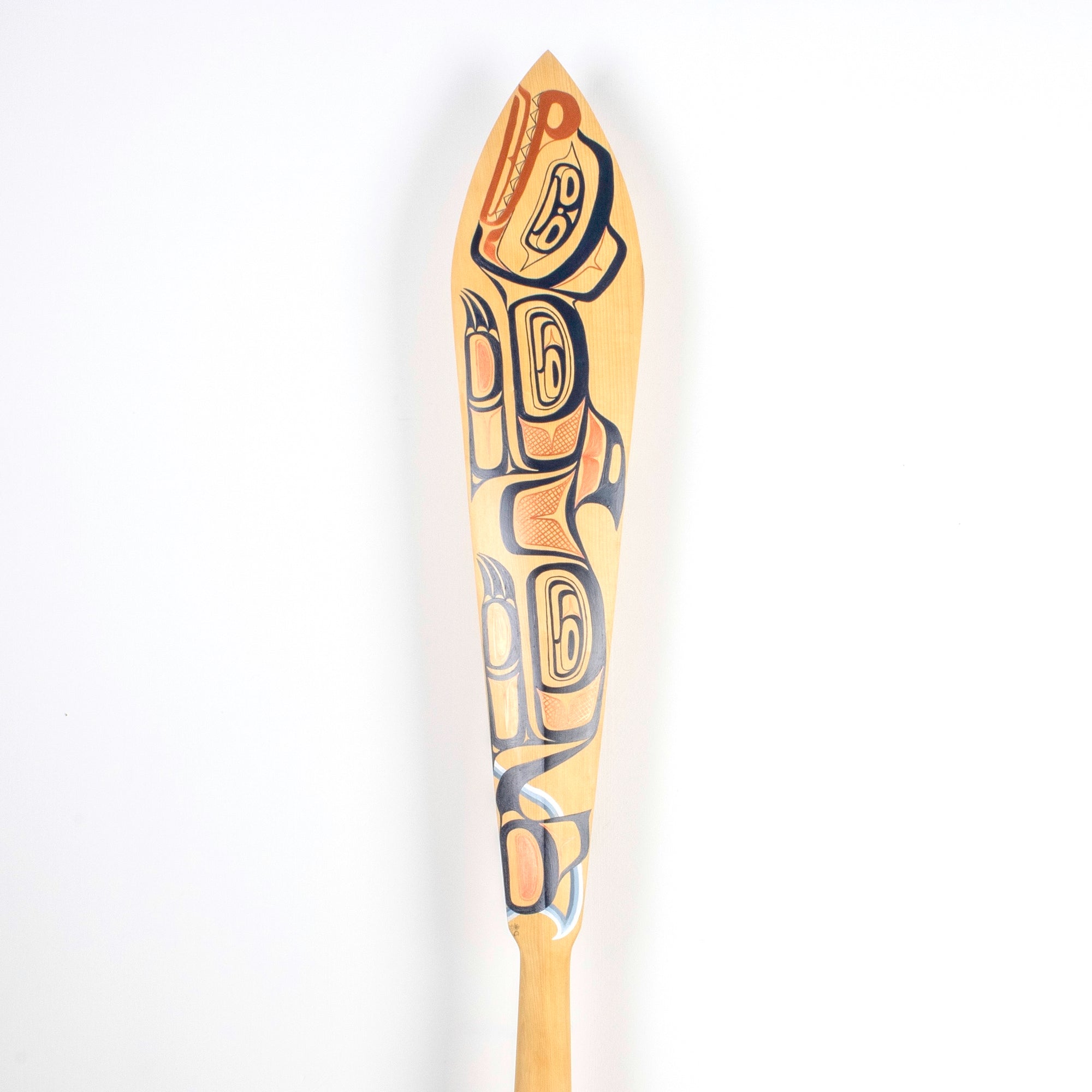 Hand painted Sea Grizzly on a yellow cedar paddle made by Canadian Artist on Haida Gwaii