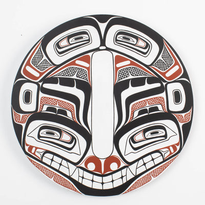 Sea Grizzly panel by Local Haida Gwaii artist Shoshannah Green hand painted on wood. In traditional black red and white