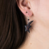 Argillite Shooting Star earrings with  Shepard hooks with small black bead