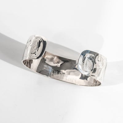 Sterling Silver Beaver Bracelet by Alvin Adkins - Haida Jeweller