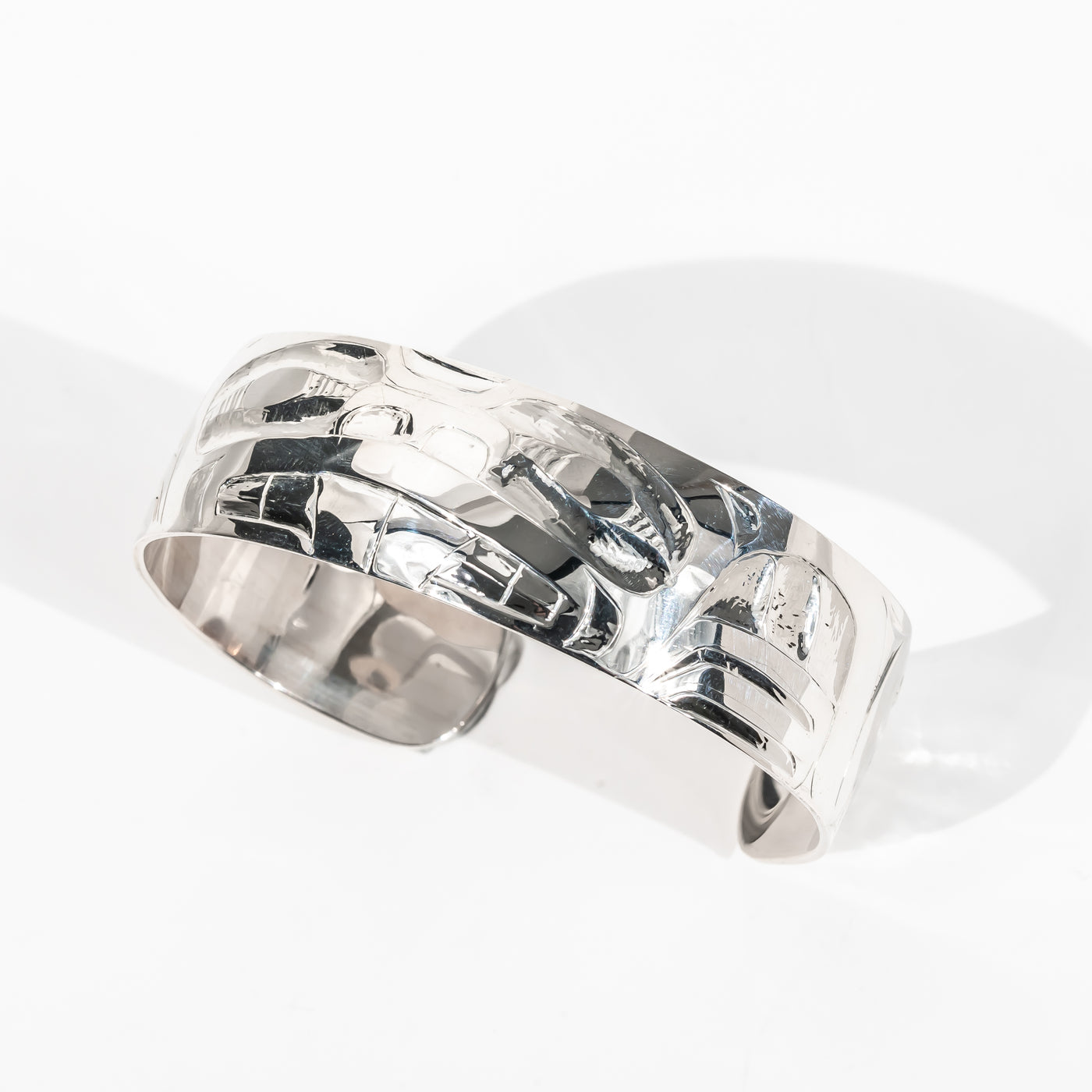 Sterling Silver Beaver Bracelet by Alvin Adkins - Haida Jeweller