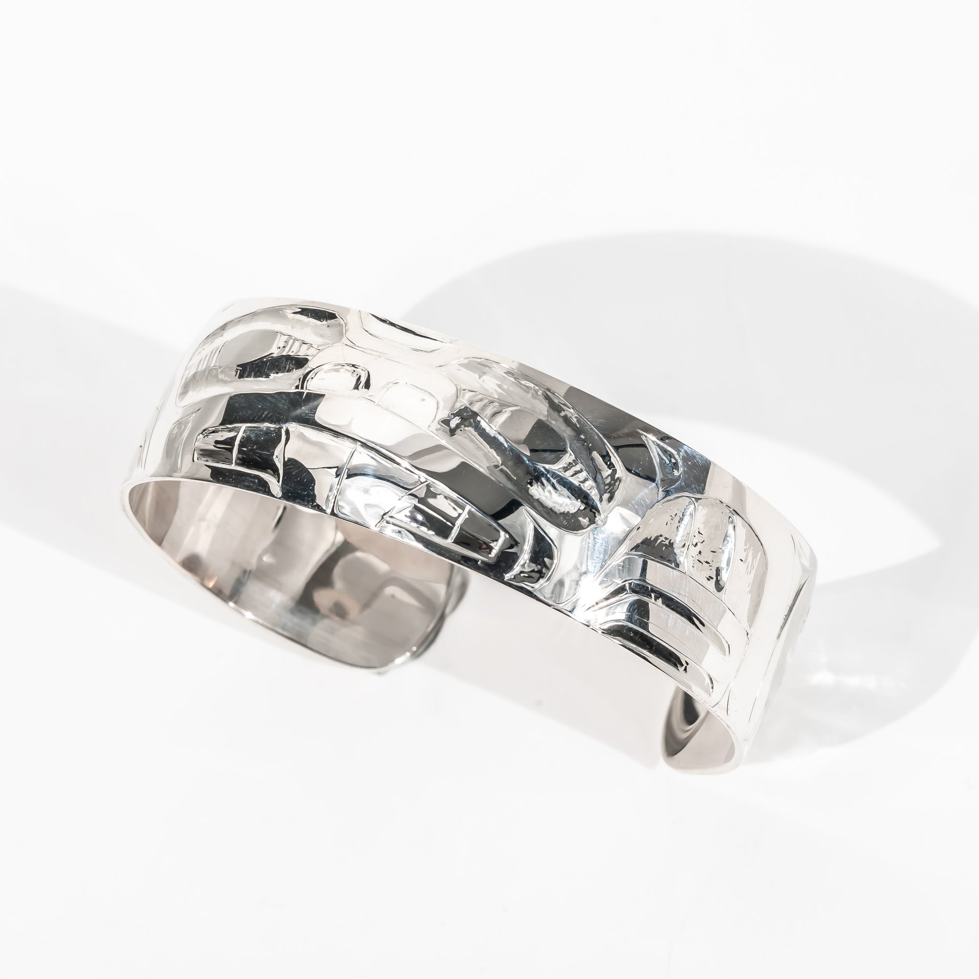 Sterling Silver Beaver Bracelet by Alvin Adkins - Haida Jeweller