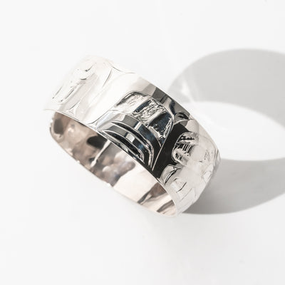 Sterling Silver Beaver Bracelet by Alvin Adkins - Haida Jeweller