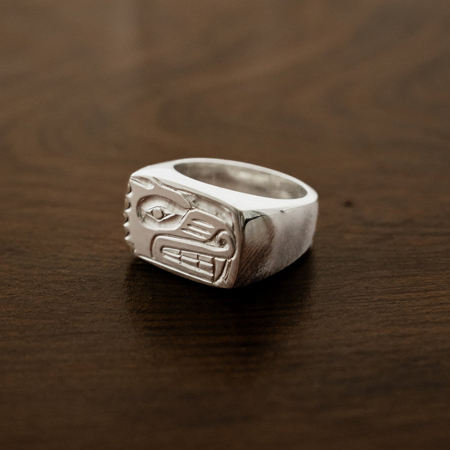 Sterling Silver Wolf Signet Ring