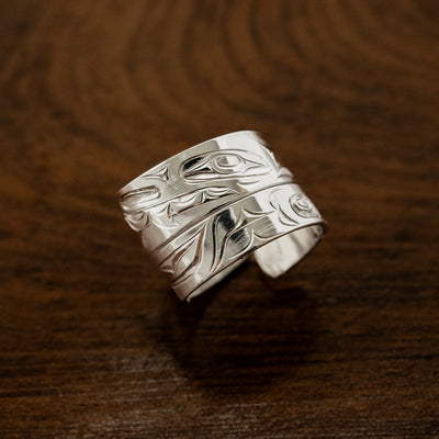 Sterling Silver Wolf Wrap Ring by James Sawyer