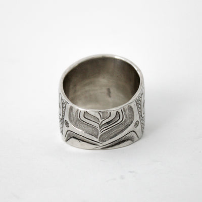 Sterling Silver Human Ring with Canadian Diamond