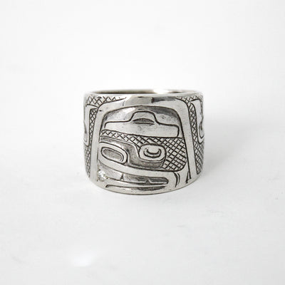 Sterling Silver Human Ring with Canadian Diamond