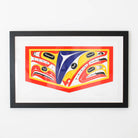 Fine art print by world renowned indigenous artist from Haida Gwaii Robert Davidson. Boldly featuring the supernatural beings around us, in a black modern frame