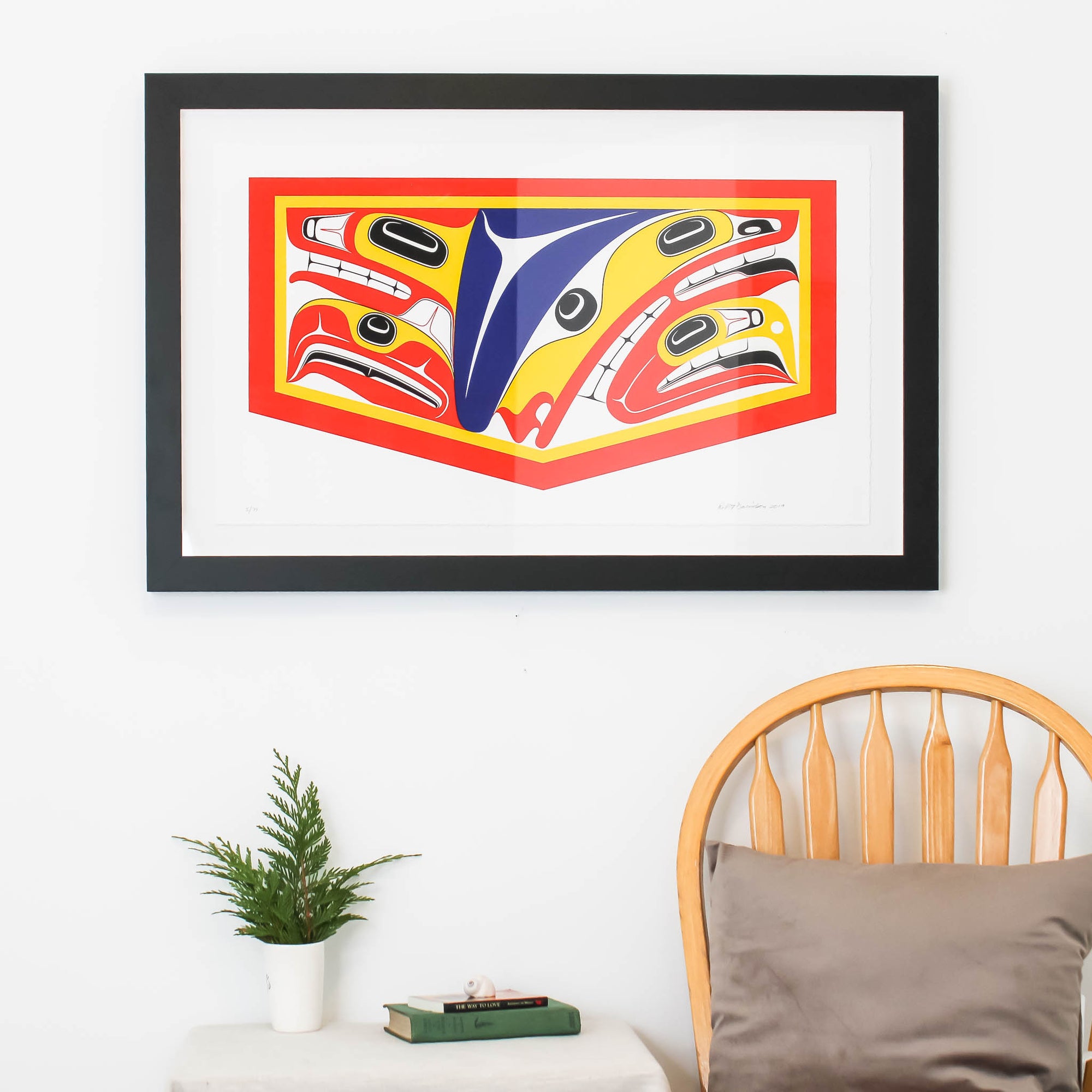 Haida art print in a second interior  design set up for modern farmhouse home inspiration.