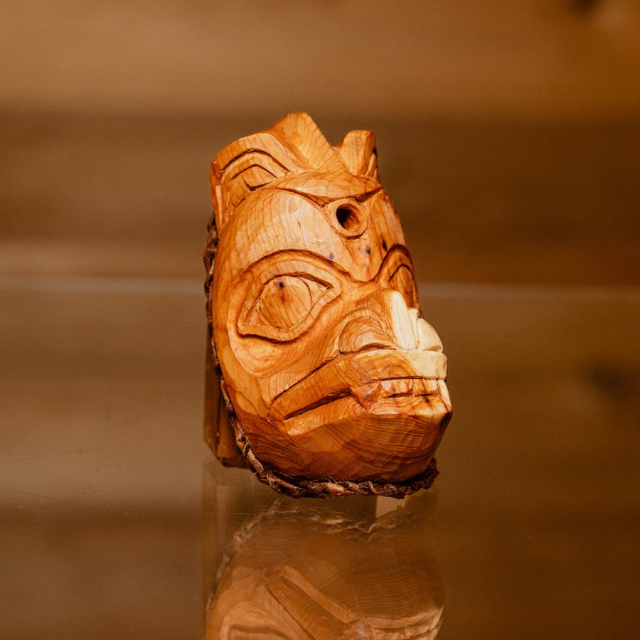 yew wood sea grizzly carving by haida artist
