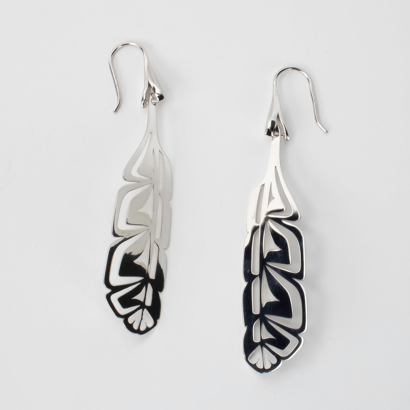 Sterling Silver Feather Earrings by Gina Mae Schubert (Haida)