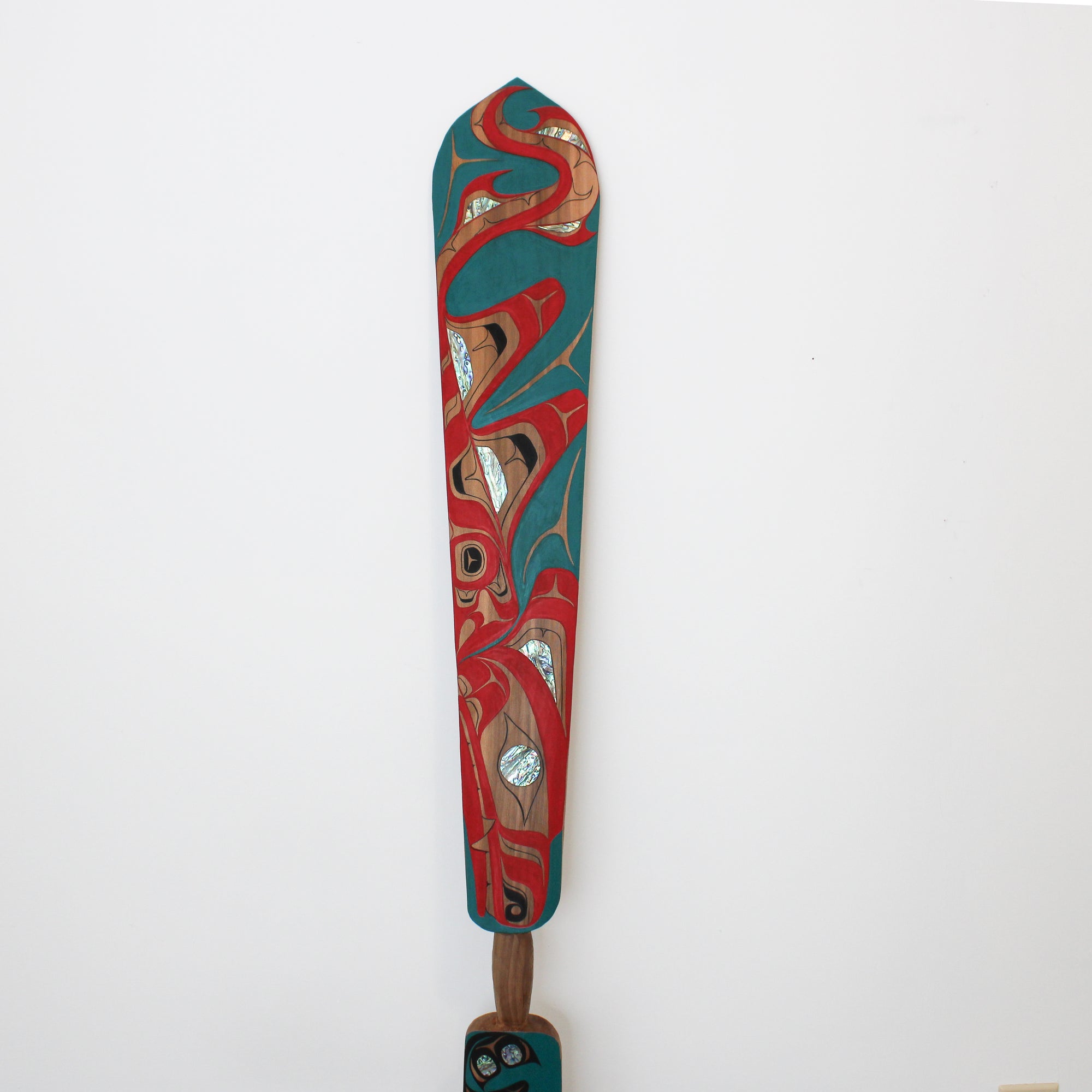 "The Hunt" (Wasgo) Red Cedar Paddle by Billy NC Yovanovich (Haida) Hand carved Red cedar Paddle with locally ethically sourced wood from Haida Gwaii BC