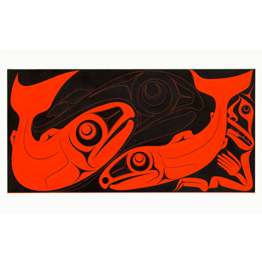 Two Dog Salmon by Robert Davidson (16 x 29 1/8 inches)