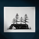 Art print with Black silhouette of a woman with trees growing from her on a white background by Haida Artist Shoshannah Greene
