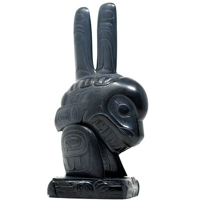 Raven is Supernatural Argillite Carving by Melanie Russ (Haida)