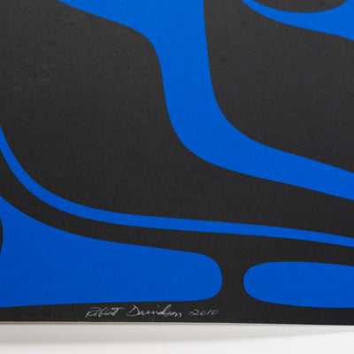 Close up of supernatural being on shadows with original signature by robert davidsons haida formline fine art print