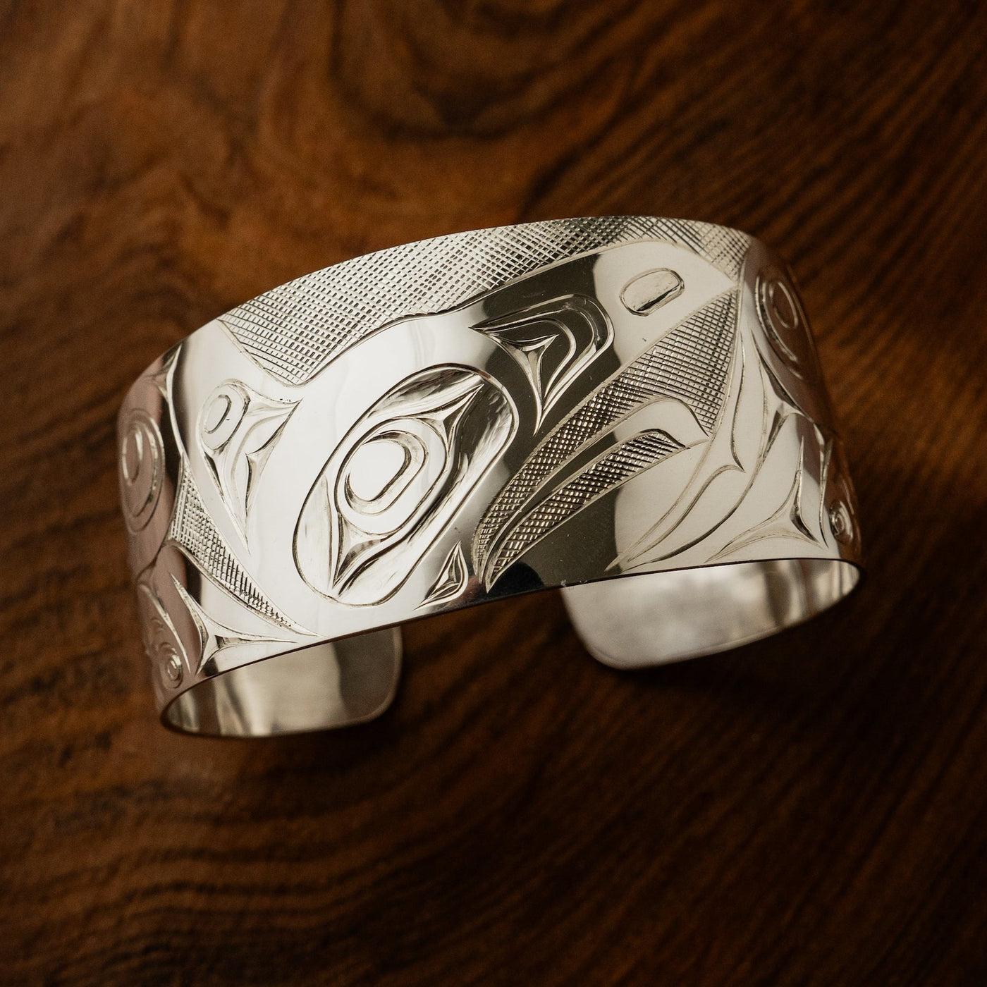 Sterling Silver Raven Bracelet by James Sawyer - Haida Jewelry