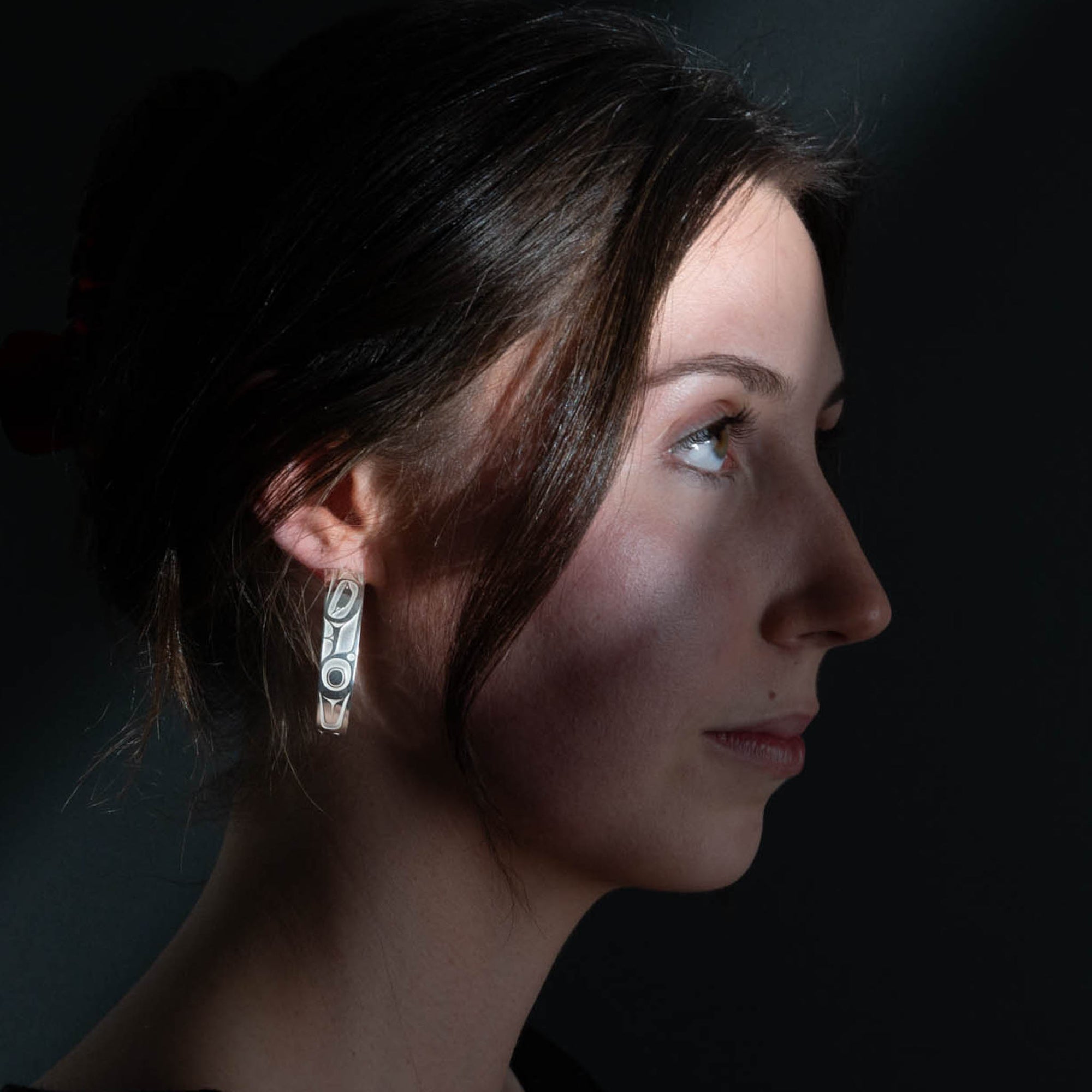 Sterling Silver Thunderbird Hoop Earrings | By Morgan Asoyuf (Ts'ymsen)