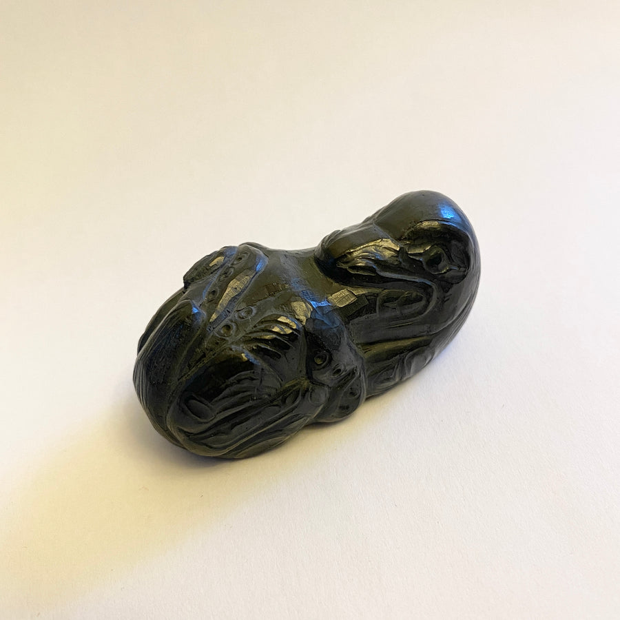 Miniature Argillite Sea Otter with Octopus Carving by Melanie Russ, Haida