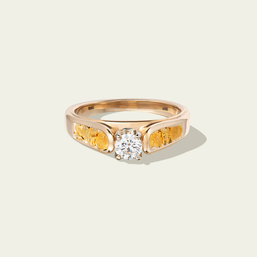 Canadian Diamond with 22k Natural Canadian Gold Nugget Ring