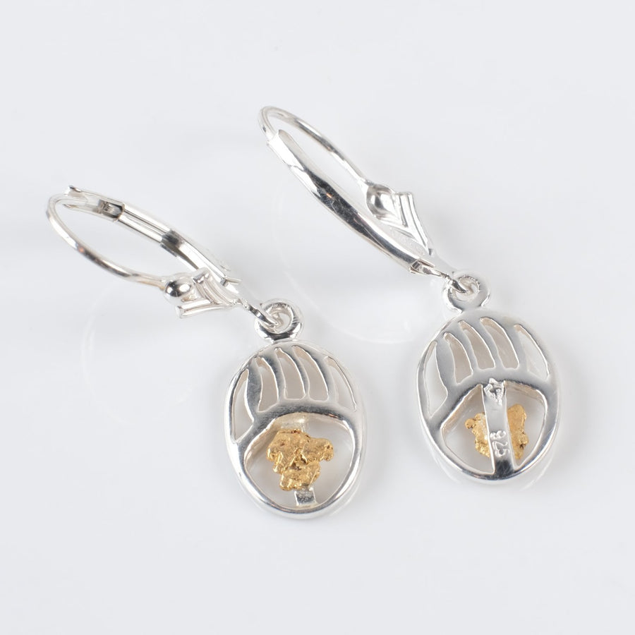 Gold Nugget Bear Paw Earrings