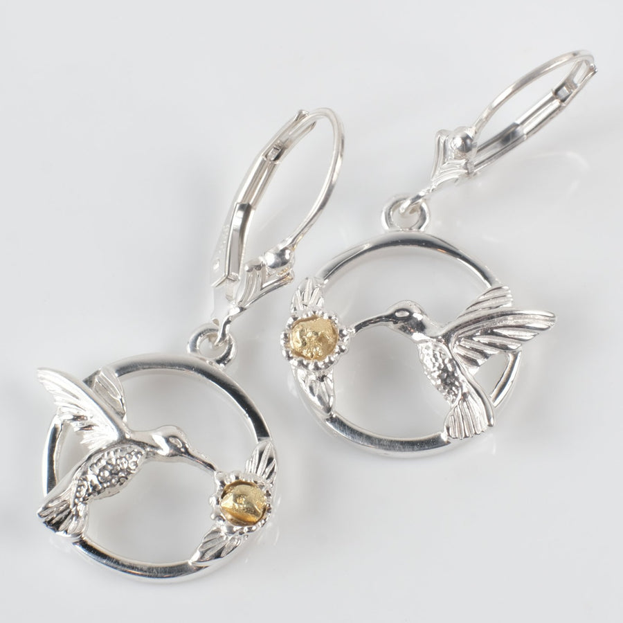 Gold Nugget Hummingbird Earrings