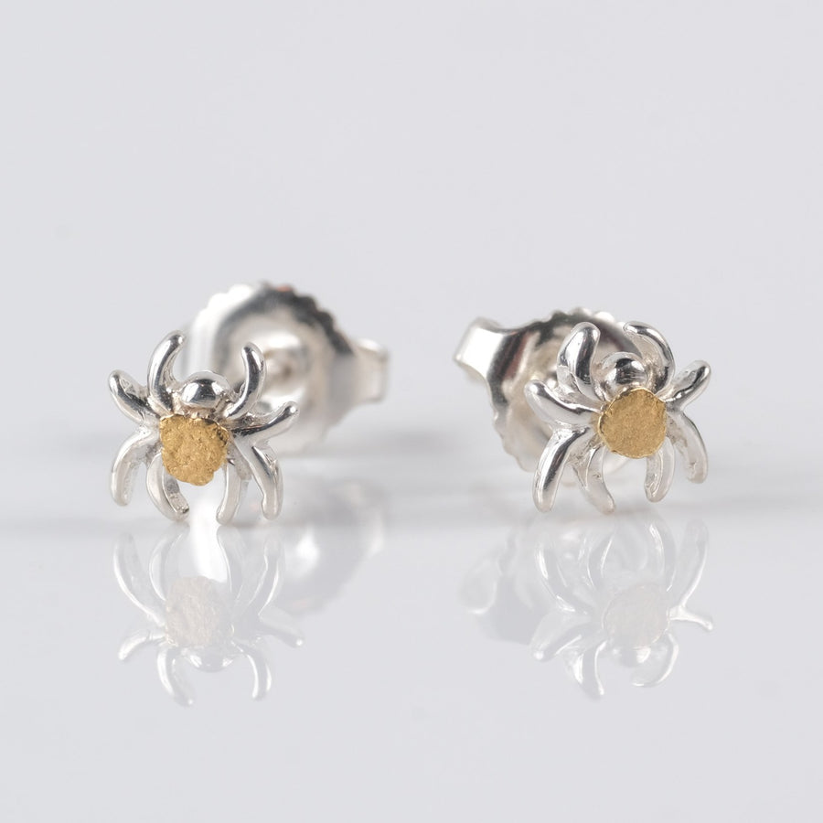 Gold Nugget Spider Stud Earrings