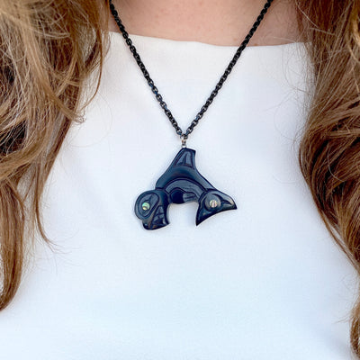 Haida argillite killer whale pendant