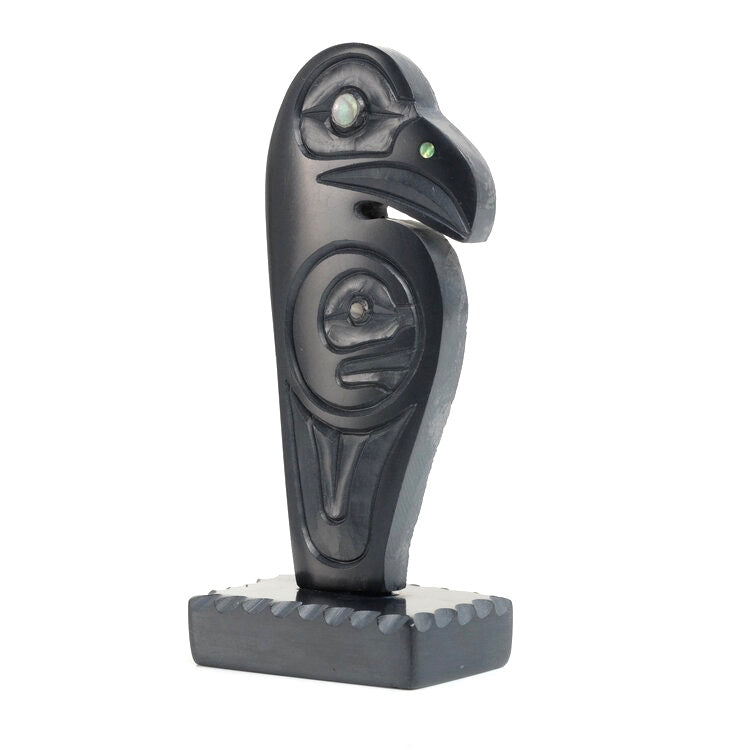 Haida Argillite Raven & Moon Carving